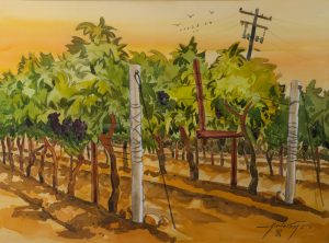 Artwork: Vineyard at Filippi Winery - Artist: Bill Anderson